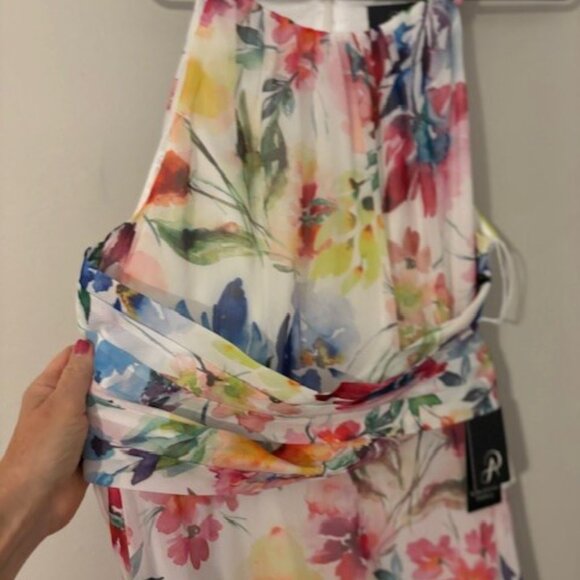 Adrianna Papell Printed Chiffon Floral Halter Dress - Picture 2 of 4